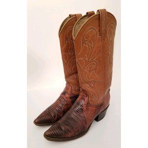 Dan Post Genuine Vintage Teju Lizard Leather Cowboy Western Boots Womens Size 7M